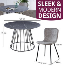 Hallowood Furniture Cullompton Large 120Cm Round Table With 4 Taupe Leather Effect Chairs - thumbnail 3