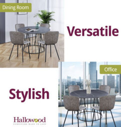 Hallowood Furniture Cullompton Large 120Cm Round Table With 4 Taupe Leather Effect Chairs - thumbnail 6