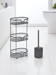 Showerdrape Anthracite Grey Bathroom Accessory Set Floor Caddy With Toilet Brush And Holder - thumbnail 1