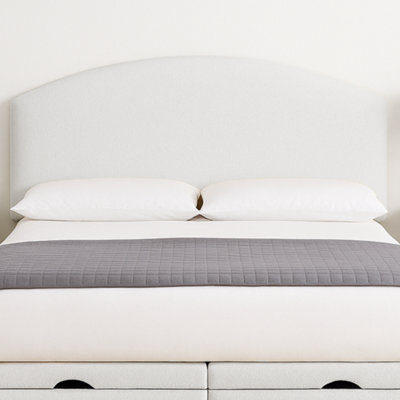 "Urban Textures - Orla Luxury 26"" High Boucle Fabric Upholstered Curved Headboard - White" - image 1