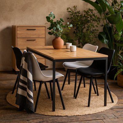 Wyld Haus El Paso 6-Seater Dining Table Wild Oak Effect Top Matte Black Base - image 1