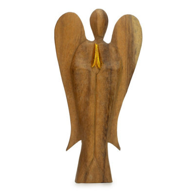 Hati-Hati Friendship Wooden Angel 25Cm Hand Carved Decorative Figure - image 1