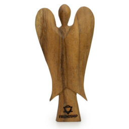 Hati-Hati Friendship Wooden Angel 25Cm Hand Carved Decorative Figure - thumbnail 4