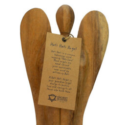 Hati-Hati Friendship Wooden Angel 25Cm Hand Carved Decorative Figure - thumbnail 5