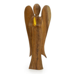 Hati-Hati Friendship Wooden Angel 25Cm Hand Carved Decorative Figure - thumbnail 3