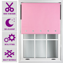 Furnished Made To Measure Blackout Roller Blinds With Round Eyelets And Metal Fittings - Pink (W)120Cm (L)210Cm