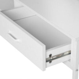 Beliani Office Desk 110X50Cm White Mdf With Metal Legs, Drawer And Shelf - thumbnail 6