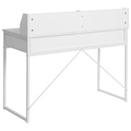Beliani Office Desk 110X50Cm White Mdf With Metal Legs, Drawer And Shelf - thumbnail 5