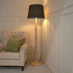 Valuelights Victoria Traditional Light Wood Candlestick Floor Lamp With Black Tapered Shade - Led Bulb Included - thumbnail 5