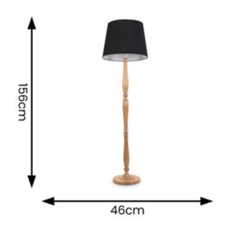 Valuelights Victoria Traditional Light Wood Candlestick Floor Lamp With Black Tapered Shade - Led Bulb Included - thumbnail 3