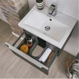 Clifton 1200mm Bathroom Wall Mounted Drawer Unit And Twin Ceramic Basin - Matt Dark Grey (Central) - Brassware Not Included - thumbnail 3