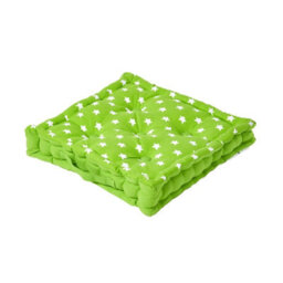 Homescapes Cotton Green Stars Floor Cushion, 50 X 50 Cm