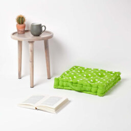 Homescapes Cotton Green Stars Floor Cushion, 50 X 50 Cm - thumbnail 2