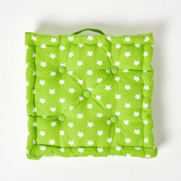 Homescapes Cotton Green Stars Floor Cushion, 50 X 50 Cm - thumbnail 3