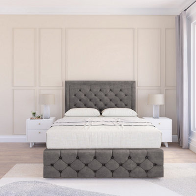 "Sloomy 4Ft Vienna Naples Slate Bed Set With No Drawers & Footboard, Mattress & 54"" Headboard - Small Double" - image 1