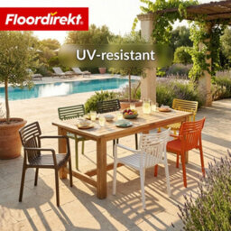 Floordirekt 6 Pack Stackable Garden Chairs Weather Resistant Uv Protected Patio Balcony Dining Set Black 60 X 51 Cm - thumbnail 4