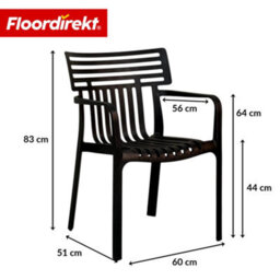 Floordirekt 6 Pack Stackable Garden Chairs Weather Resistant Uv Protected Patio Balcony Dining Set Black 60 X 51 Cm - thumbnail 2