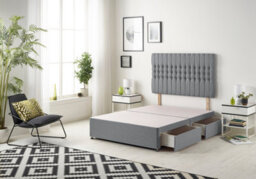 Somnior Beds Somnior Galaxy Plush Charcoal Divan Bed Base With 2 Drawers And Headboard - Single - thumbnail 1