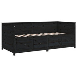 Vidaxl Day Bed Without Mattress Black 90X190 Cm Single  Solid Wood Pine - thumbnail 9