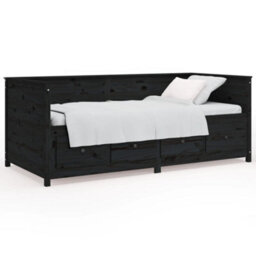 Vidaxl Day Bed Without Mattress Black 90X190 Cm Single  Solid Wood Pine - thumbnail 2
