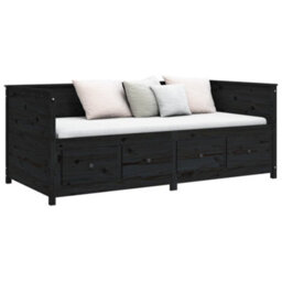 Vidaxl Day Bed Without Mattress Black 90X190 Cm Single  Solid Wood Pine - thumbnail 6
