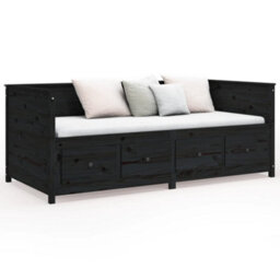 Vidaxl Day Bed Without Mattress Black 90X190 Cm Single  Solid Wood Pine - thumbnail 5