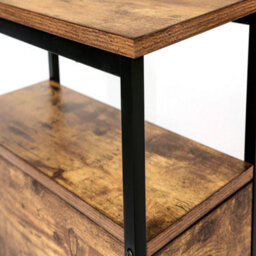 Hygrad Built to Survive Industrial Look Rustic Wooden Narrow Space Saving End Bed Side Coffee Table Nightstand With 2 Drawers - thumbnail 9
