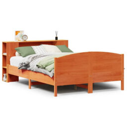 Berkfield Bookcase Bed Without Mattress Wax Brown 140X200Cm Solid Wood Pine - thumbnail 2