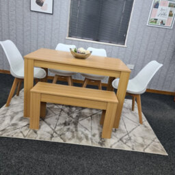 Kosy Koala Dining Table Set Oak Effect Table With 4 White Plastic Chairs And Bench Dining Room Furniture - thumbnail 6