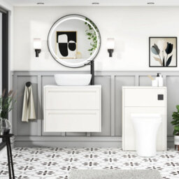 Royal Bathrooms Royal Bathroom Elmore 700mm Classic White Wall Mounted Bathroom Vanity Unit 2 Drawer Plain White Worktop With Elva Basin - thumbnail 5