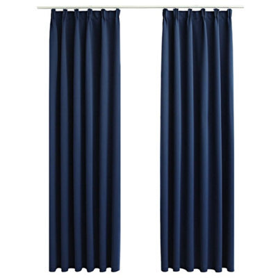 Berkfield Elegant Blackout Curtains With Hooks 2 Pcs Blue 140X175 Cm