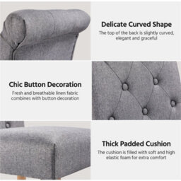 Yaheetech Set Of 2 Dark Grey Upholstered Dining Chairs Classic Fabric Chairs With High Back - thumbnail 6