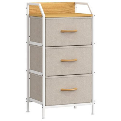 Feonase 3-Drawer Chest Of Drawers With Metal Frame & Top Back Shelf - Modern Fabric Storage Cabinet For Bedroom, Living Room
