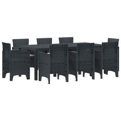 Berkfield Modern Garden Dining Set 9 Pcs Anthracite Polt Rattan