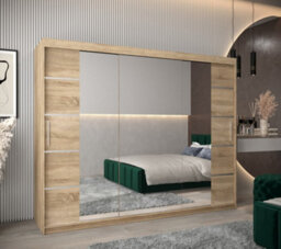 Arte Verona 04 Contemporary 3 Mirrored Sliding Door Wardrobe 9 Shelves 2 Rails Oak Sonoma Effect (H)2000mm (W)2500mm (D)620mm - thumbnail 2