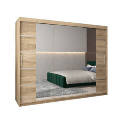 Arte Verona 04 Contemporary 3 Mirrored Sliding Door Wardrobe 9 Shelves 2 Rails Oak Sonoma Effect (H)2000mm (W)2500mm (D)620mm - thumbnail 1