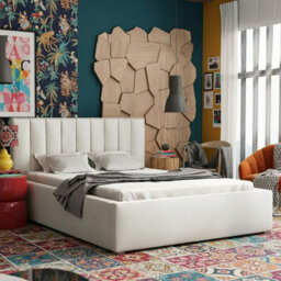 Modern Bedroom Bed Frame With Storage 160X200 Hdf And Laminated Board Metal Slatted Base 180X223X93Cm White - thumbnail 2