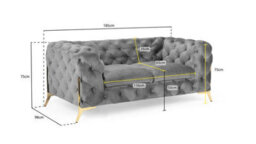ABC Chelsea Chesterfield Sofa 2 Seater / Living Room Sofa - thumbnail 2