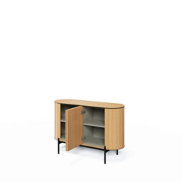 Arte Stylish Rotto 2 Sideboard Cabinet, Oak Vincenza & Eucalyptus Finish, Modern Storage H820mm W1240mm D450mm - thumbnail 2