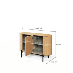 Arte Stylish Rotto 2 Sideboard Cabinet, Oak Vincenza & Eucalyptus Finish, Modern Storage H820mm W1240mm D450mm - thumbnail 4