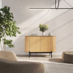 Arte Stylish Rotto 2 Sideboard Cabinet, Oak Vincenza & Eucalyptus Finish, Modern Storage H820mm W1240mm D450mm - thumbnail 5