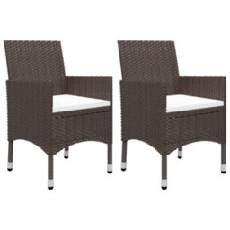 Berkfield 3 Piece Garden Dining Set Poly Rattan And Tempered Glass Brown - thumbnail 2