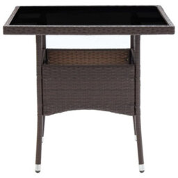 Berkfield 3 Piece Garden Dining Set Poly Rattan And Tempered Glass Brown - thumbnail 8