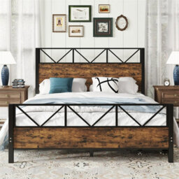 Abrihome 4Ft6 Double Metal Bed Frame (135X190Cm), Durable & Sturdy Iron Storage Bed With 2 Drawers, Multifunctional Design In Black & Wood - thumbnail 8