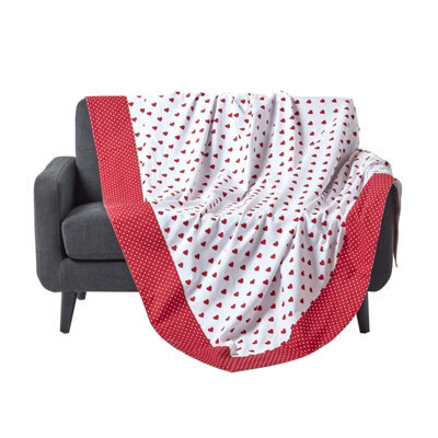 Homescapes Cotton Red Heart Decorative Sofa Throw - image 1
