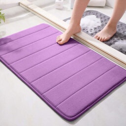Ameha Modern Memory Foam Bath Mats Purple Anti Slip Super Water Absorbent Luxury Bathroom Indoor/outdoor Mat 40X60 Cm - thumbnail 1