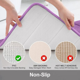 Ameha Modern Memory Foam Bath Mats Purple Anti Slip Super Water Absorbent Luxury Bathroom Indoor/outdoor Mat 40X60 Cm - thumbnail 3