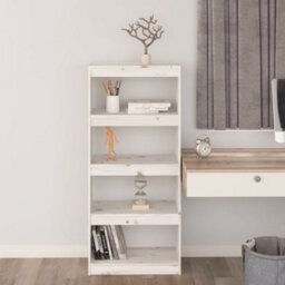 Berkfield Book Cabinet/room Divider White 60X30X135.5 Cm Solid Wood Pine - thumbnail 3
