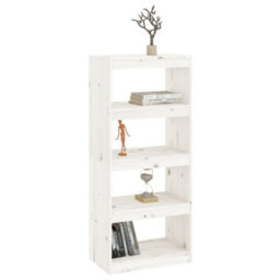 Berkfield Book Cabinet/room Divider White 60X30X135.5 Cm Solid Wood Pine - thumbnail 4