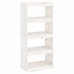 Berkfield Book Cabinet/room Divider White 60X30X135.5 Cm Solid Wood Pine - thumbnail 2